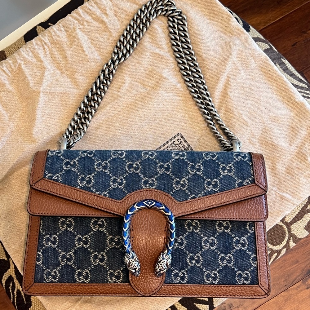 Gucci Denim and Leather Dionysus Bag